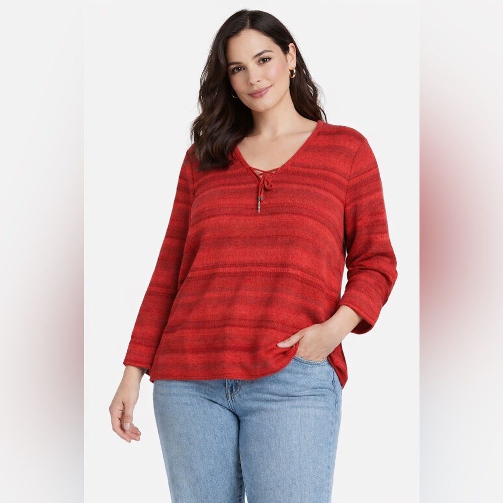 Lauren Ralph Lauren Red sweater contrast knit Vintage